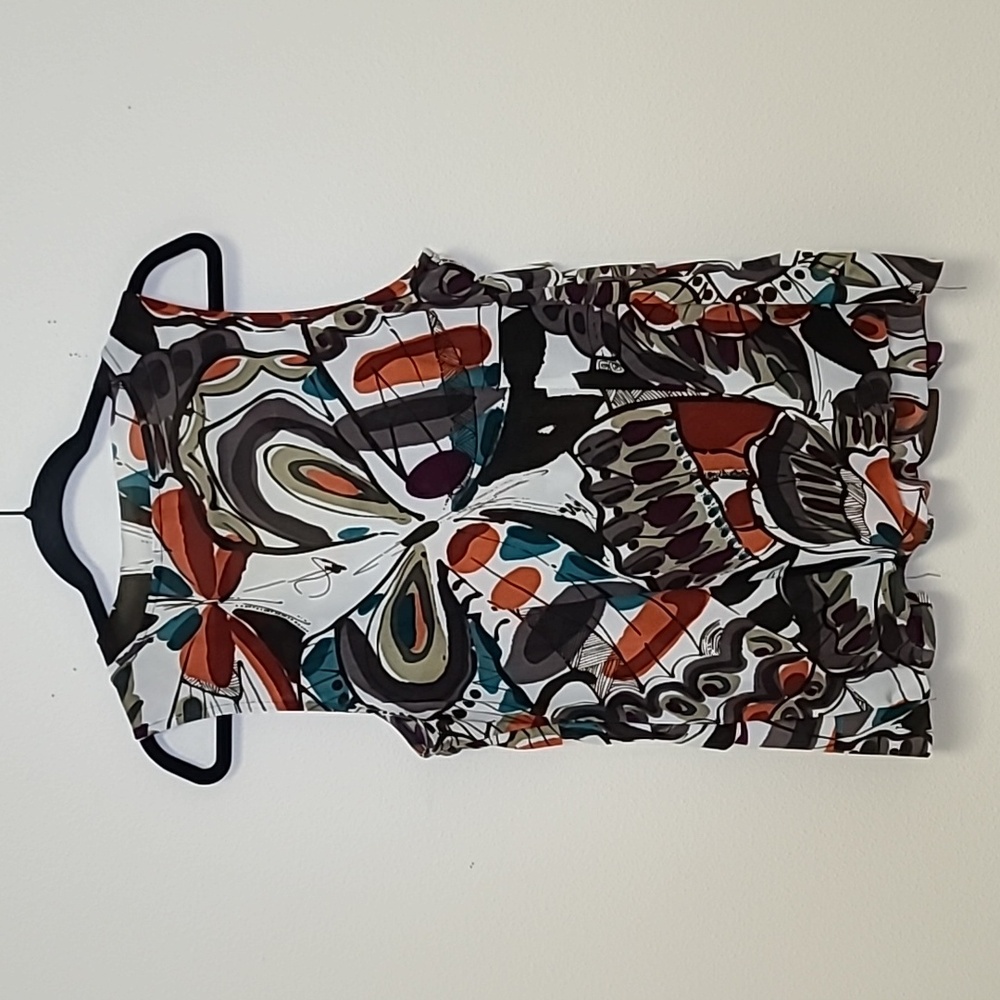 NY Collection Abstract Ruffle Sleeveless Top Tank - Picture 3 of 4